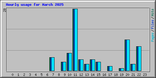 Hourly usage for March 2025